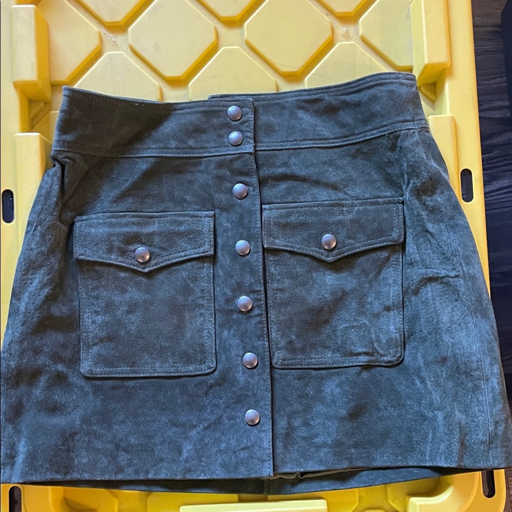 Blank NYC Charcoal Button-Front Mini Skirt